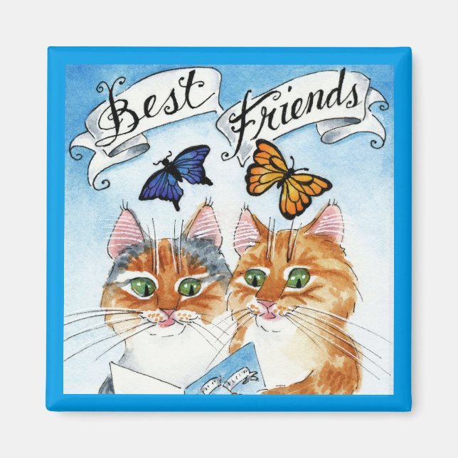 Cute cat best friends magnet (Front)