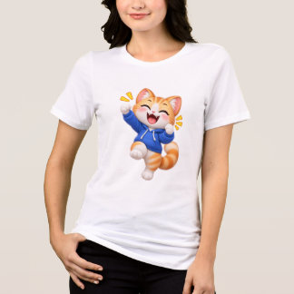 Cute Cat Big Smile Sticker Tri-Blend Shirt