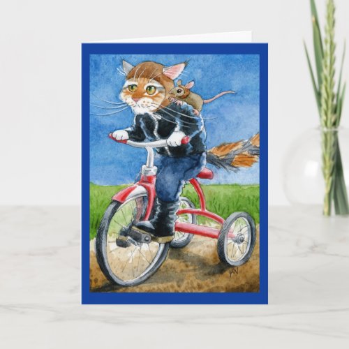 Cute cat bike gang greeting or blank card