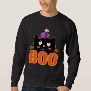 Cute Cat Bird Boo Halloween Cats Love Halloween Sweatshirt