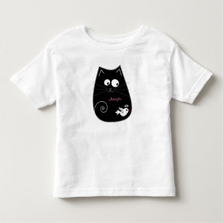 Cute cat & bird with custom name toddler t-shirt
