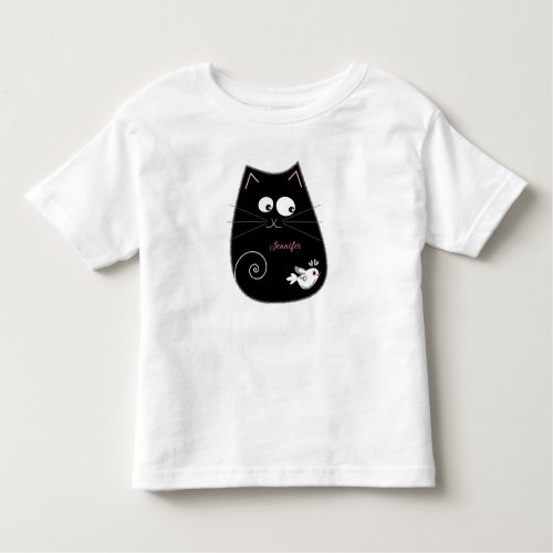 Cute cat  bird with custom name toddler t_shirt
