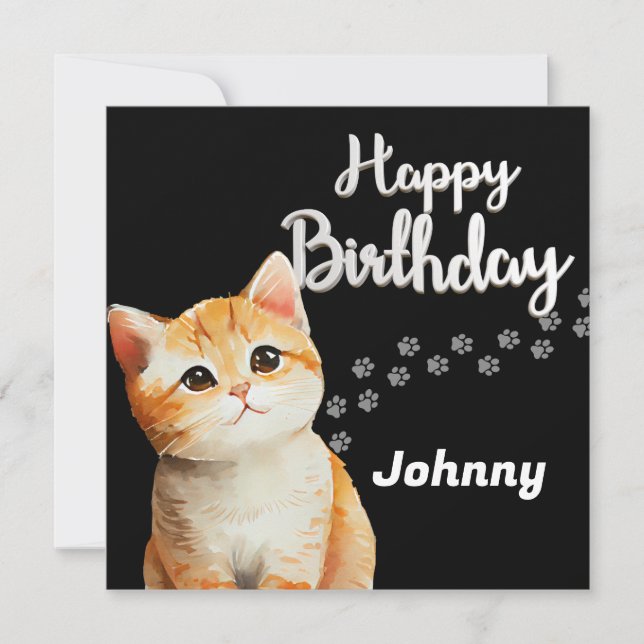 Cute Cat Birthday Card (Front)