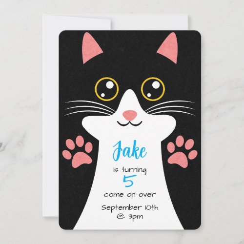 Cute Cat Birthday invitation Editable text Invitation