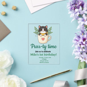 Cute Cat Birthday Invitation Square Card - Purr-ty
