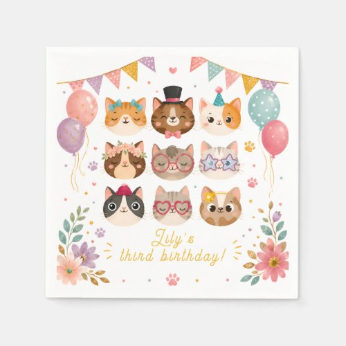 Cute Cat Birthday Napkins
