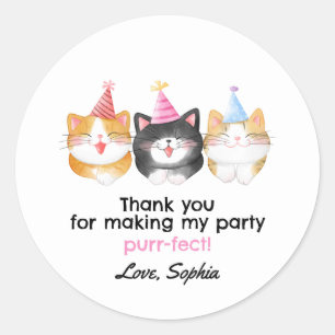 Cute Cat Birthday Party Favor Bag  Classic Round Sticker