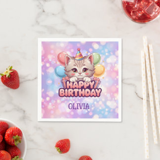 Cute Cat Birthday Party Supplies  Napkins