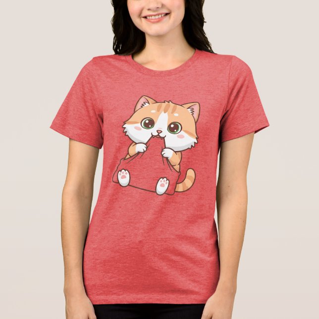 Cute Cat Bite Happens T-shirt Tri-Blend Shirt (Front)