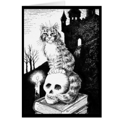 Cute Cat black white Halloween, any occasion card