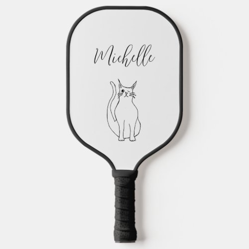 Cute Cat Black White Winking Kitty Cartoon  Pickleball Paddle