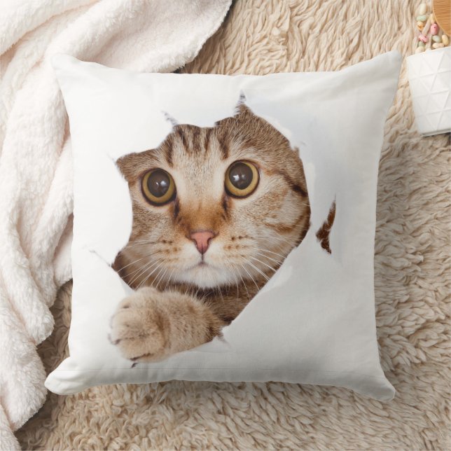 Cute Cat Blanket Design Throw Pillow (Blanket)