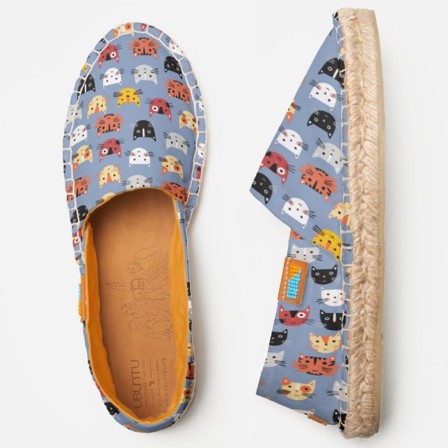 Cute Cat Blue Espadrilles (Side)