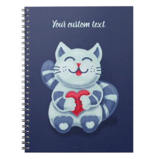 Cute Cat Blue Valentine Kids Notebook
