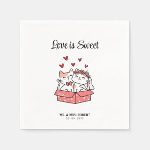 Cute Cat Bride And Groom  Napkins