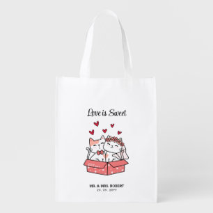 Cute Cat Bride And Groom Wedding Gift Favor Bag