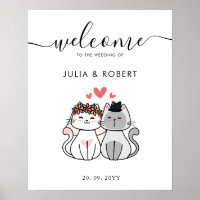 Cute Cat Bride And Groom Wedding 