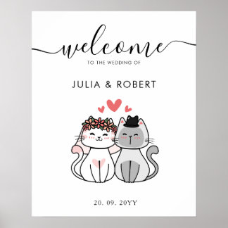 Cute Cat Bride And Groom Wedding  Poster