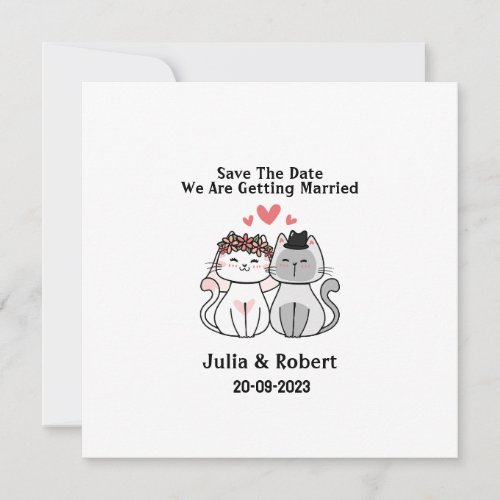 Cute Cat Bride And Groom Wedding Save the Date
