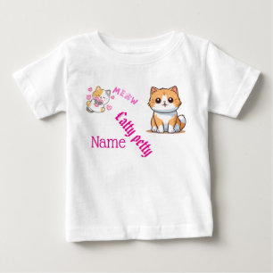 Cute Cat & Butterfly Toddler T-Shirt - Personalize