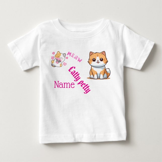 Cute Cat & Butterfly Toddler T-Shirt - Personalize (Front)