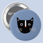 Cute Cat Button<br><div class="desc">An adorable black and white cat on a mid blue background. Original art by Nic Squirrell.</div>