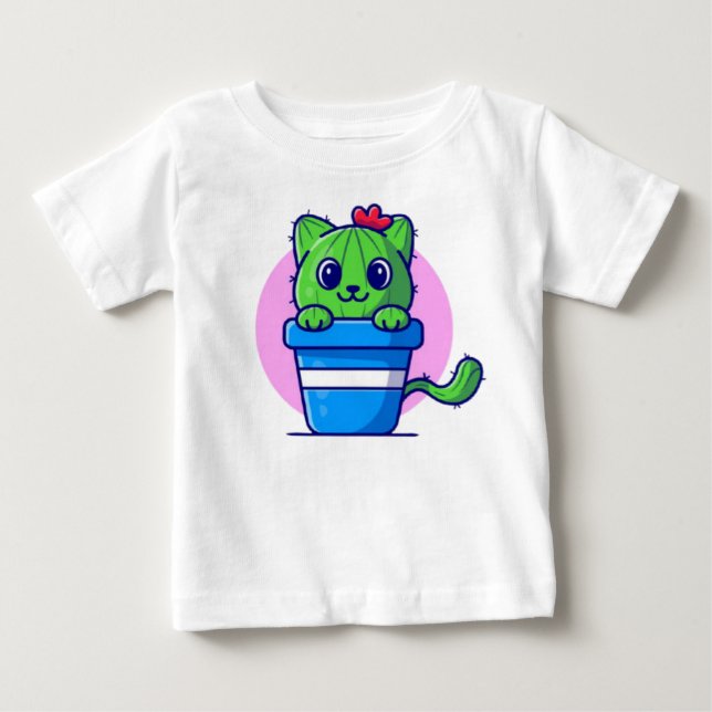 Cute Cat Cactus Cartoon-23956 Baby T-Shirt (Front)