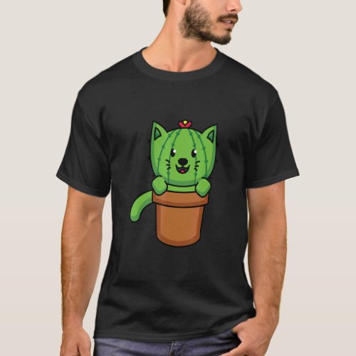 Cute Cat Cactus Plant  Cat  Gardening  T_Shirt