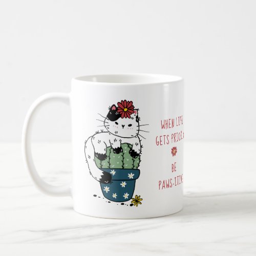 Cute Cat Cactus Positive Saying Pun Coffee Mug