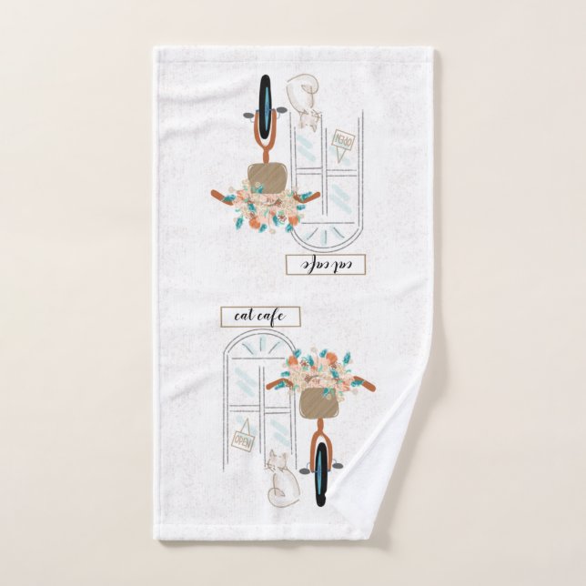 Cute Cat Cafe  Hand Towel (Hand Towel)
