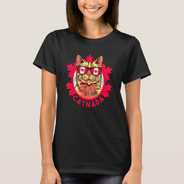 Cute Cat Canada Flag Canadian Cat Sunglasses  Men  T-Shirt (Front)