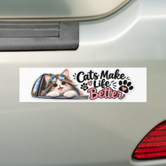 Cute Cat Car Sticker – Funny Cat Lover “Cats Make