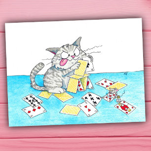 Cute Cat Card Castle Postcard