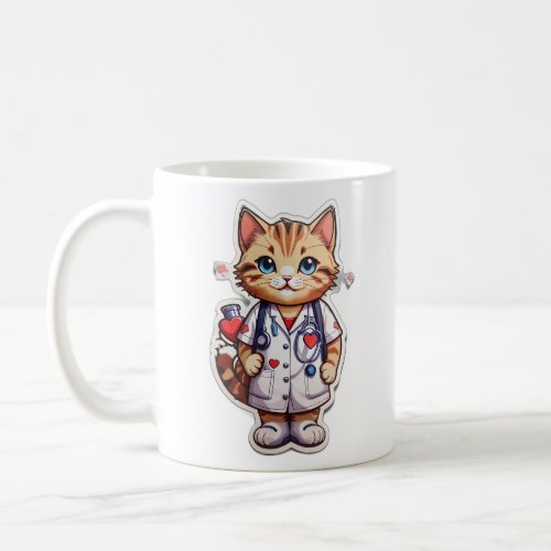 Cute cat cardiology nurse coffee mug