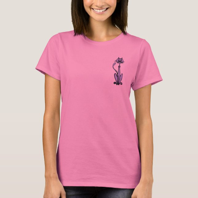 Cute Cat Cartoon Animal Art T-Shirt (Front)