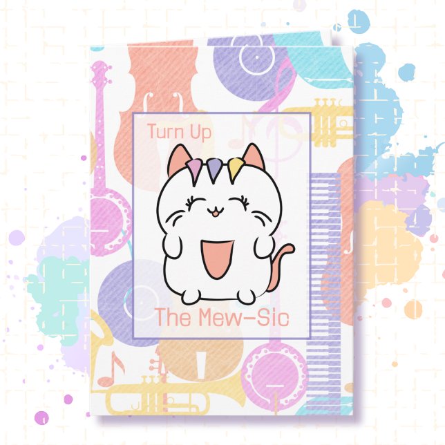 Cute Cat Cartoon Birthday Funny Saying Musical  Card (Creator Uploaded)