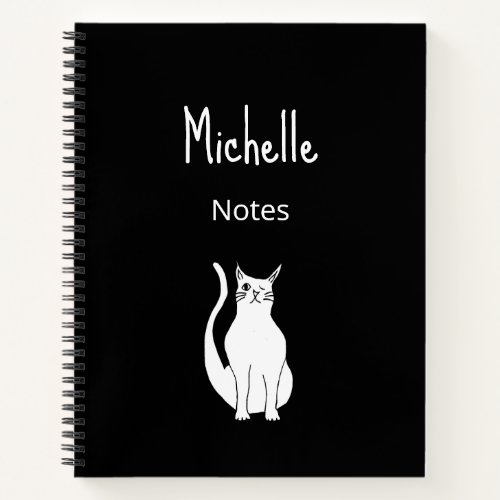 Cute Cat Cartoon Black White Winking Kitty  Notebook