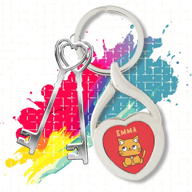 Cute Cat Cartoon Colorful Kawaii Kitty Keychain (Creator Uploaded)