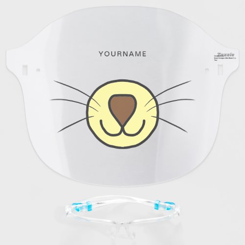 Cute Cat Cartoon Face Mouth Personalize  Brown Face Shield