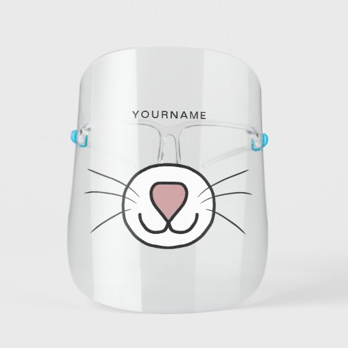 Cute Cat Cartoon Face Mouth Personalize Kids Face Shield