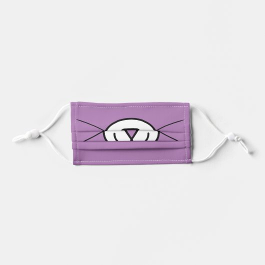 Cute Cat Cartoon Face Mouth | Purple Kids' Cloth Face Mask (Front, Folded)