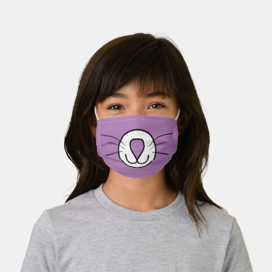 Cute Cat Cartoon Face Mouth | Purple Kids' Cloth Face Mask (Worn)