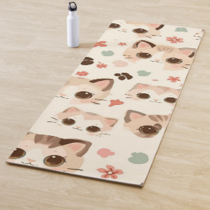 Cute Cat Cartoon Funny Pattern party Yoga Mat