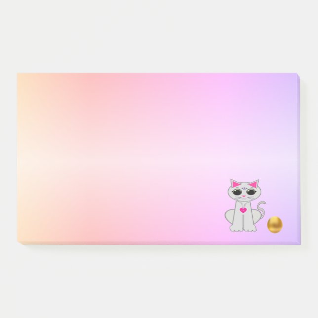 Cute Cat Cartoon on Pastel Colors Post-it Notes (Front)
