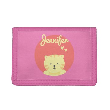 Cute Cat Cartoon Personalized Hot Pink Kids 