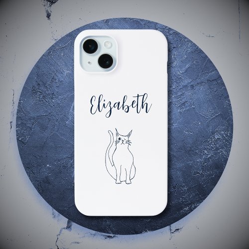 Cute Cat Cartoon Winking Kitty Simple iPhone 15 Plus Case