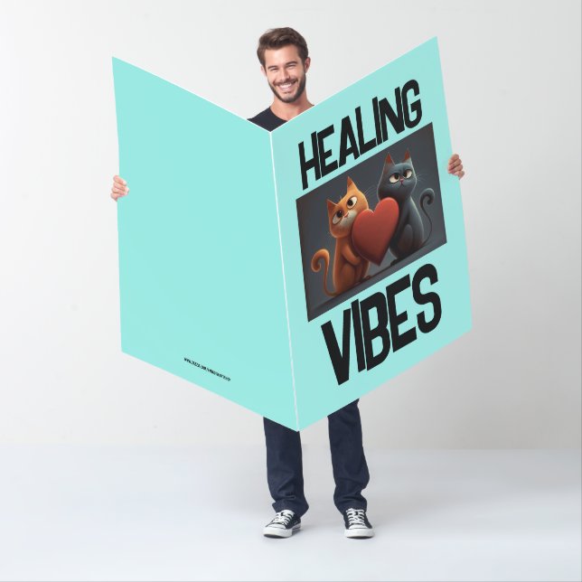 CUTE CAT CATS WORLDS LARGEST GET WELL CARD (In Situ)