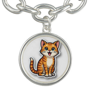 Cute cat character necklace bracelet