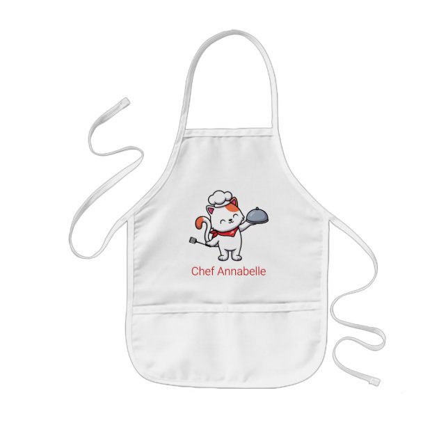Cute Cat Chef Personalize Kids' Apron (Front)