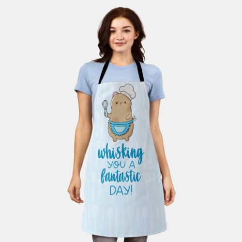 Cute Cat Chef Whisking You a Fantastic Day Apron